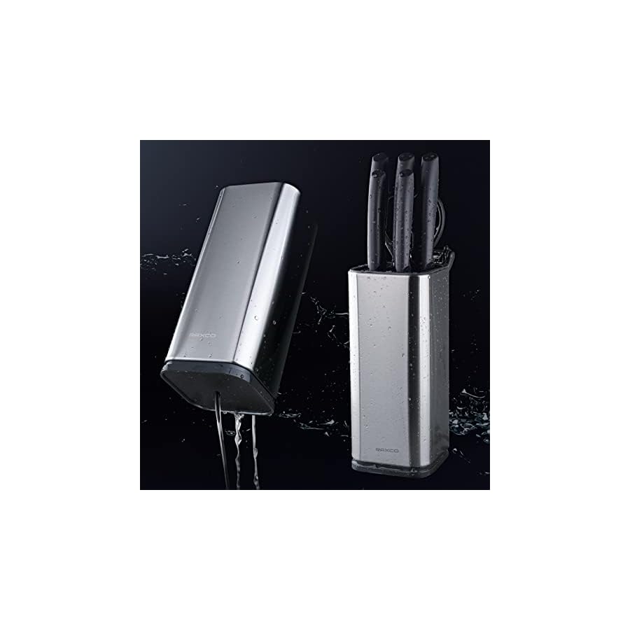 10-Pieces-Black-Kitchen-Knife-Set-with-Block-5-Piece-Stainless-Steel-Chef-Knives-with-Scissors-Vegetable-Peeler-Knife-Sharpeners-Removable-Towel-Holder RAXCO Knife Set,10-1 Kitchen Knife Set,Knives Set For Kitchen-Perfect for small kitchen,cuchillos para cocina(Black)