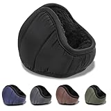 [E-Reise] イヤーマフ イヤーウォーマー 冬 防寒 極暖ふわふわ裏起毛 折畳み 肉厚ボア 耳カバー 耳あて バックアーム コンパクト 防風 保温 調節可能 通勤通学 アウトドア 男女兼用 (ブラック)