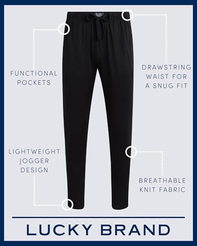 Lucky Brand Men's Lounge Pants - Lightweight Knitted Jogger Sweatpants with Drawstring Waist and Side Pockets (Size: S-XL)2