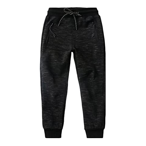 KISBINI Big Boys Cotton Sweatpants Sweats Athletic Pants for Children - Black - 8 Years Cover