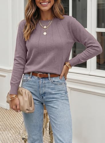 Image of SHEWIN Womens Sweaters 2026 Casual Crewneck Long Sleeve Lightweight Knit Pullover Sweater Tops Fall Clothes