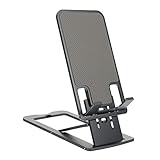 Operitacx Einstellbarer Aluminium Telefonständer für Schreibtisch Faltbarer Handyhalter mit Rutschfestem Silikonpolster für Vertikale Horizontale Nutzung Kompatibel mit Allen