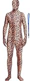 Full Bodysuit With Zipper Helper Spandex Unisex Unitard Tights Suit Zentai Cosplay Costume (Large, Tiger)