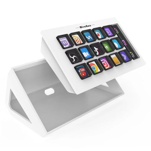 Stream Deck Visual Keyboard with 15 LCD Keys – Customizable Live Content Creation Controller for Windows, macOS, Android, iOS (White)