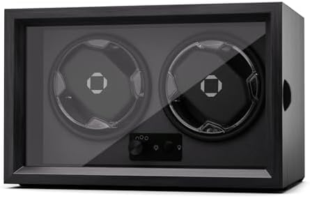 Klarstein Uhrenbeweger für Automatikuhren, Automatik-Uhrenbeweger für 2 Uhren, Automatikuhr mit Acryl-Tür, Automatischer Blaue LEDs, Watch Winder mit 4 TPD Einstellungen