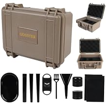 Gosstek Khaki Hard Storage Safe Locking Box with 10 Accessories, Durable Airtight ABS Protective Carrier Case Heavy Duty Box Container for Travel & Home, Great Gift Choice.