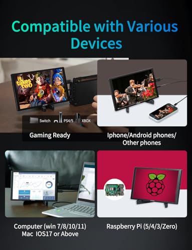 Image of FEELWORLD D10 Touch Screen Portable Monitor,10.1 Inch FHD 1920x1200 HDMI USB-C Second External Monitor for Laptop,Desktop,MacBook,Phones,Tablet,PS5 /4,Xbox,Switch,Raspberry Pi Screen with Dual Speake