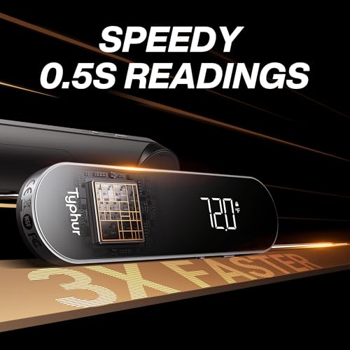 Typhur InstaProbe Core 0.5 Sec Instant Read Meat Thermometer Digital with Readable Display in Sunlight for Cooking, Professional Thermometer with IP67 Waterproof for Grill, BBQ, Cooking, Smoker