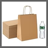Pokanic Brown Kraft Paper Lunch Bags with Handles – [10 Bags] x [11 x 8 x 5 Inch] Reusable & Recyclable, Strong for Meal Prep, To-Go, Takeout, Parties & Small Business Use (10, Small)