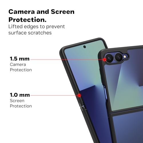 Image of RIGGEAR Shockproof Sleek Hybrid Armor Back Cover Case for Samsung Galaxy Z Flip 7 (Black TPU Bumper and Clear PC)