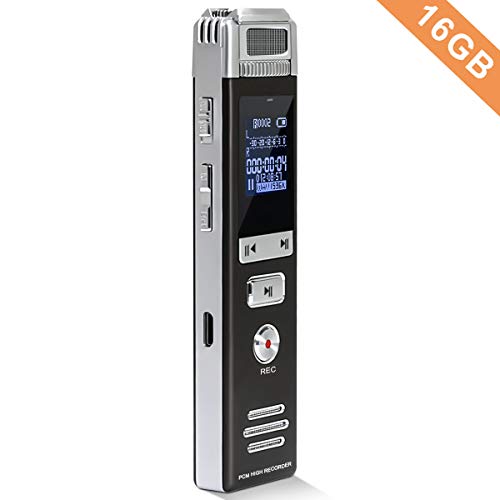 Voice Recorder, Carpuride 1536kbps 16GB Dictaphone Sound Activated Recorder, Portable HD Digital Voice