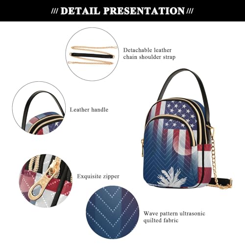 Image of Patriot Flag Cell Phone Purse Crossbody Handbag Durable Shoulder Bag Sturdy Travel Pouch