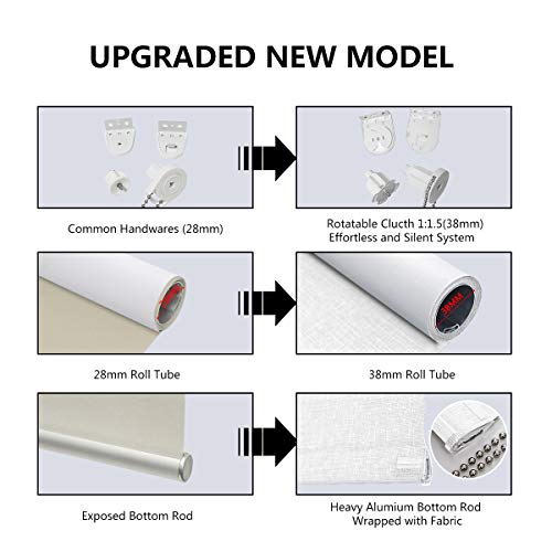 Persilux 100 Blackout Striped Jacquard Roller Shades Window Blinds (23''W x 72''H, White