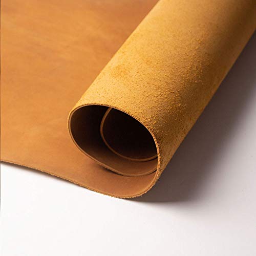 Cowhide Leather Piece For Tooling Crafting Hobby Workshop Medium Weight (About 2.0 Mm) Yellow Brown Pre-Cut (12"X12") #TOP2