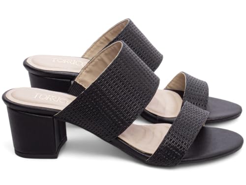 Sandália Tamanco Feminino Salto Médio Baixo Bloco Grosso 5cm Torricella (Preto, BR, Adulto, Numérico