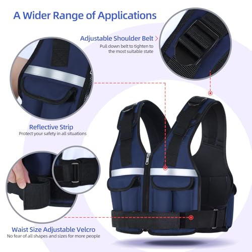Image of Sportneer Adjustable Weighted Vest Weights: 2-18 lbs /2-42 lbs Washable Weight Vest for Walking 16 In 1 Fast Adjust Rucking Vest for Women and Men Home Gym Running Jogging Strength Training Vests