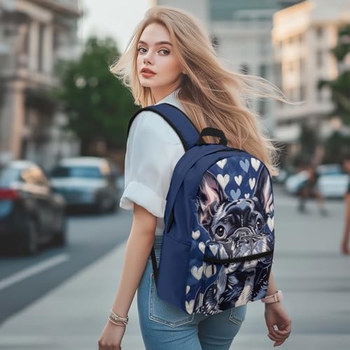 Cumagical French Bulldog Blue Print Kids Book Bag For Textbooks Ages 9-144
