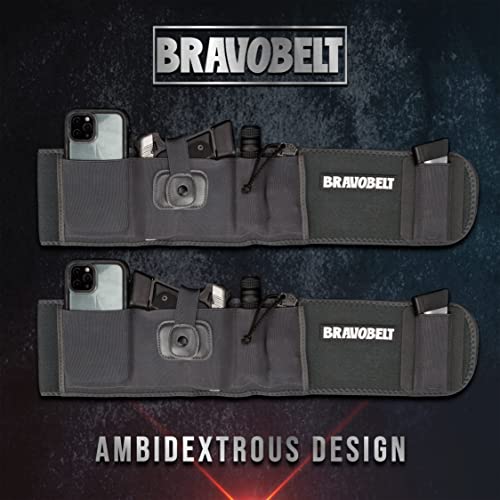 BRAVOBELT Belly Band Holster - Athletic Flex FIT for Running, Jogging, Hiking - G17-43 S&W M&P 40 Shield | for Men & Women (Grey Ghost, Standard - Up to 44" Belly) - Thumbnail 6