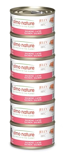 almo nature HFC Jelly Megapack, alimento húmedo para Gatos – Salmón (6 latas de 70 g)