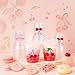 ABURRORI 50 Pcs 12OZ Cherry Bow Plastic Cups, Pink Bowknot Heart Cherry Print Clear Plastic Cups Juice Soda Beverage Bachelorette Party Favors For Wedding Bridal Shower Party Supplies