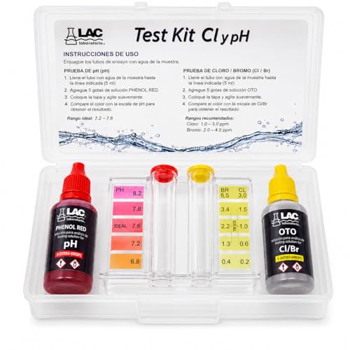 Medidor Cloro y PH Piscinas KIT ANÁLISIS CLORO, PH y BROMO (gotas) - Laboratorios LAC