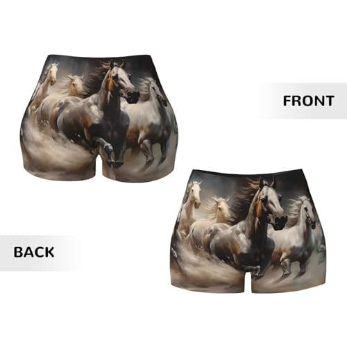 Running of The Horses Pattern Sports Shorts, high Elastic Slim Fitness Pants, Suitable for Yoga/Leisure/Daily wear3