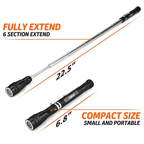Lenski Valentines Day Gifts for Him, Flexible Magnetic Pickup Tool with LED, Magnetic Flashlight Rechargeable Pickup Tool for Fixing Machines, Gifts for Dad, Birthday Gifts for Men Him