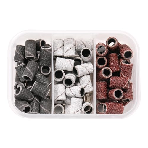 75pcs Nail Drill Bits Sanding Bands for Nail Drill #80#150#240 Grit Nail File Sanding Bands for Acrylic Nails Gel Manicures and Pedicure(Brown White Black)