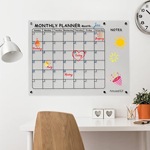 Amused Elf Acrylic Calendar For Wall, 22"X16" Large Reusable Clear Acrylic Dry Erase Calendar For Wall, Monthly And Weekly Calendar For Home Office #TOP3