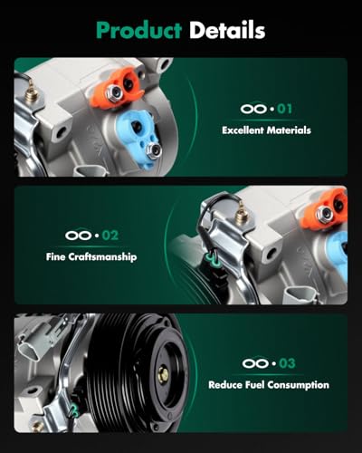 Image of SCITOO AC Compressor for Toyota for Camry 2.4L 2002-2006 | Fast Cooling, Ultra Low Noise (≤72 dB) Air Conditioner Compressor for Summer, with Clutch, 10345070 1010768 638840 CS20107