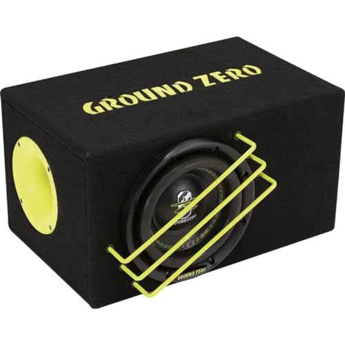 Alloggiamento Bass Reflex passivo con subwoofer SPL radioattivo da 20 cm; subwoofer GZRW 8XSPL; alloggiamento Bass Reflex; Airflow Bass Reflex; alloggiamento in legno; attacco a morsetto