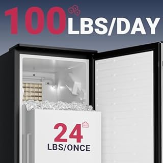 ICYGLEE Commercial Under Counter Ice Maker Machine with Drain Pump, 100Lbs/Day with 24lbs Storage, Built-in Freestanding Ice Maker, Self-Cleaning, 24H Timer, for Commercial & Home Use. (Stainless)