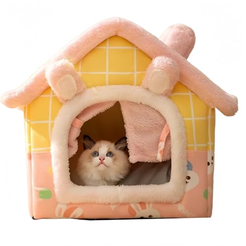 Foivozs ペットハウス ドーム型 冬用 室内向け 犬小屋 猫ハウス 犬用ベッド 猫ベッド ペットベッド 犬ベッド ドーム 猫ベッド ドーム ペット マット 洗える 折りたたみ ふわふわ 暖か おしゃれ 小型犬・猫に適応 (B,S)