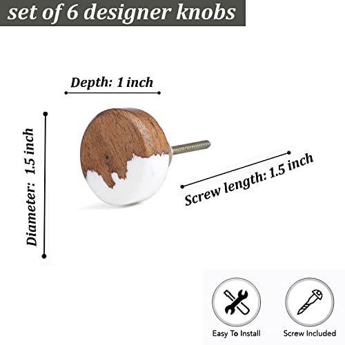 Perilla Home Set of 6 Wooden Knobs for Cabinet & Drawers Decorative Knobs for Dresser Kitchen Cabinet Vienna Knobs for Room Hardware Cupboard Door Knobs Dresser Wardrobe and Drawer Pulls (Brown) by Perilla Home - Image 3