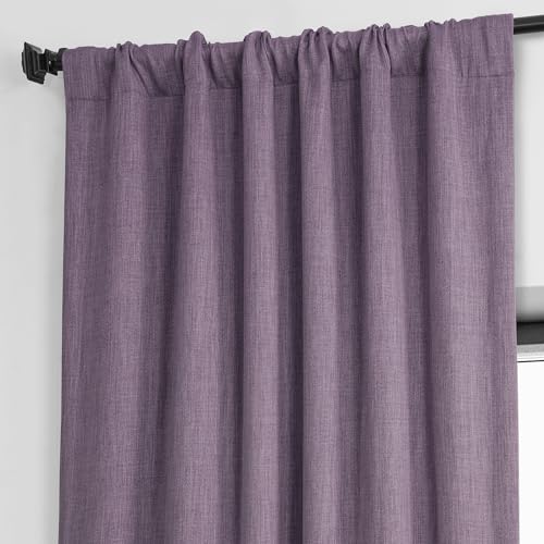 Image of HPD Half Price Drapes - Faux Linen Curtains for Living Room (1 Panel) - 50W X 120L - Textured Room Darkening Curtains for Bedroom 120 Inches Long - Drapes for Home Decor, Iris