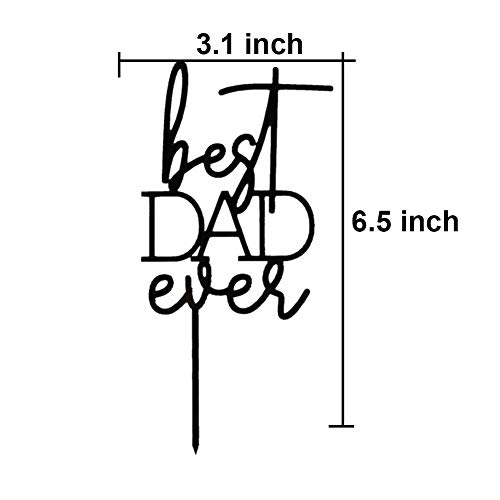 Best Dad Ever Cake Topper, Happy Birthday Dad Cake Decors, Happy Father's Day Party Decorations, Mirror Black #TOP1