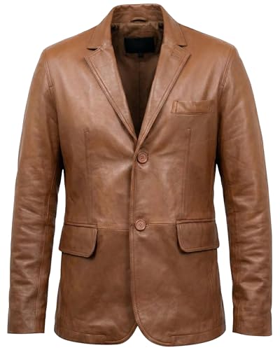 Image of Men's Leather Blazer - Lambskin Leather Blazer Men Genuine Leather Jacket Blazers - Men's Real Leather Sport Coat