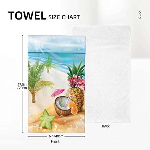 Evava Hand Towel Summer Ocean Beach Tropical Starfish Coconut Pineapple Face Washcloths Fingertip Bath Towels Cotton Quick Dry Soft Absorbent Kitchen Bathroom Beach Gym Hotel Salon Spa Sport #TOP3