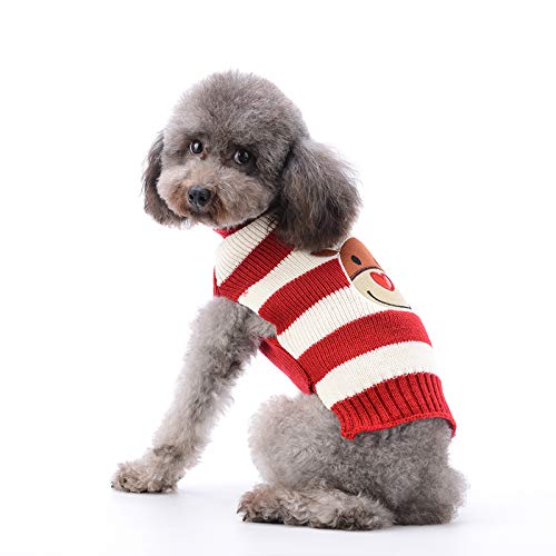 PETCARE Hundepullover Weihnachten Hund Rollkragenpullover Weihnachten Muster Strickwaren warme Haustier Pullover für Hundewelpen Party Puppy Geschenk für Hund
