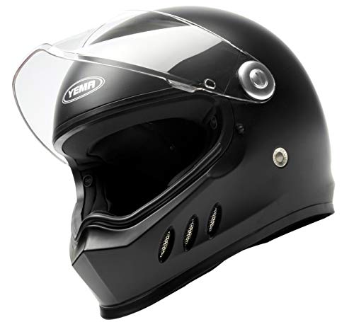 Motorcycle Full Face Helmet Dot And Ece Approved - Yema Ym-833 Motorbike Moped Street Bike Racing Crash Helmet With Clear Visor For Adult, Men And Women - Matte Black, M #TOP2