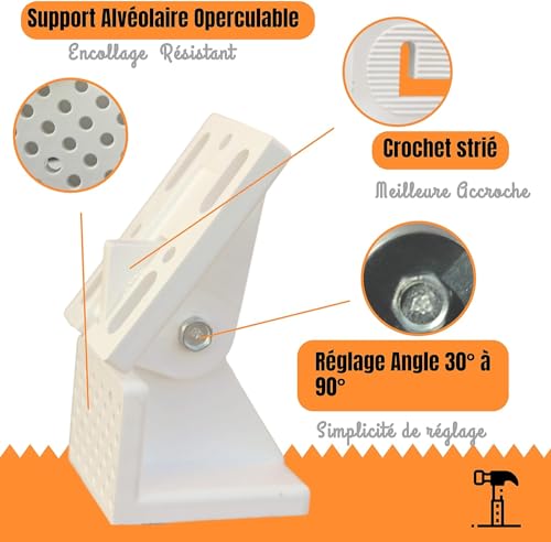 Dachschrägenadapter Für Schiebetürenschränke, Ankleidezimmer, Bücherregale. Befestigungssatz für Dachschrägen. Satz von 2 Winkeln, verstellbar von 30° bis 90°, aus robustem PVC (2)