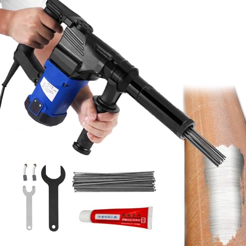 ZHIBIMOI 1100W Electric Needle Rust Remover, Portable Jet Chisels Needle Scaler Machine with Lubricants, 4500B.P.M, Industrial Needle Derusting Gun Air Tool for Removal of Weld Slag Paint(Blue)