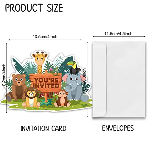 Zbbfscsb Forest Animals Invitation Cards, 15 Zoo Invitations With Envelopes, Boys And Girls Birthday Party Invitations, Rainforest Animals Party Invitations, Animal Theme Party Invitations #TOP2