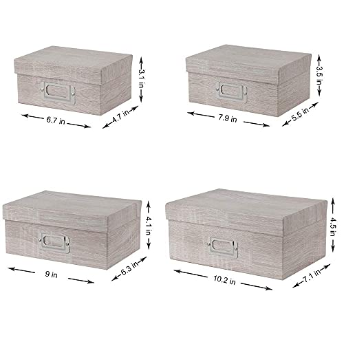 Photo Boxes Storage, Storage Boxes With Lids 4 In 1 Set Water-Proof Storage Box Sets With Handles Decorative Multiple Size Storage Bins With Lids For Kids Toys/Clothes/Shoes/Office/Cosmetic/Books #TOP2