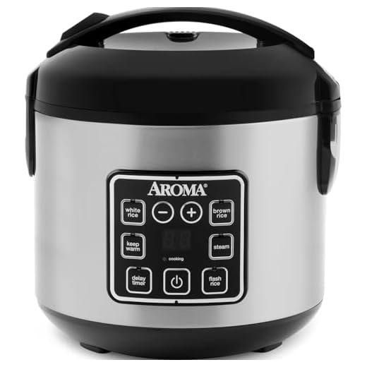 Aroma Housewares ARC-914SBD 2-8-Cups (Cooked) Digital Cool-Touch Rice Cooker and Food Steamer, Stainless Steel