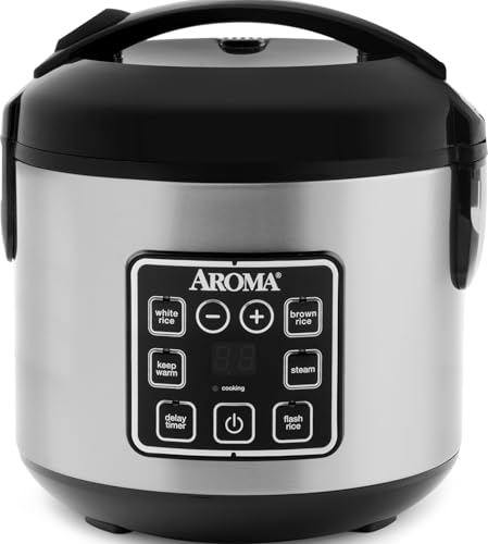 AROMA Digital Rice Cooker, 4-Cup (Uncooked) / 8-Cup (Cooked), Steamer, Grain Cooker, Multicooker...