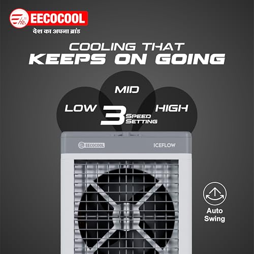 Image of EECOCOOL Iceflow 120 L Desert Air Cooler for Home with Honeycomb Cooling Pads, Ice Chamber, Auto Swing & Water Level Indicator | Inverter Compatible | 1 Year Warranty