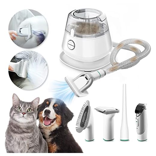 YISORA Kit per toelettatura e aspirapolvere per animali domestici, Tosatrice per Cani e gatti a pelo lungo Professionale, 5 Strumenti per la toelettatura Per la depilazione di cani e gatti