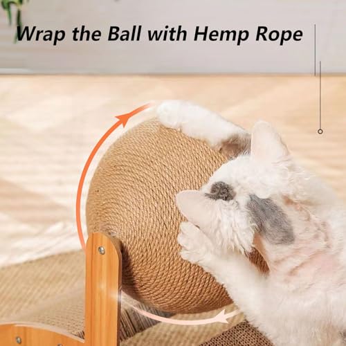 Rascador para gatos de madera con bola giratoria para interiores miniatura 4