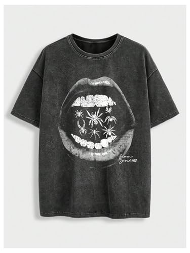 Milumia Men's Y2k Gothic Graphic T Shirts Short Sleeve Loose Tee Tops Vintage Streetwear3